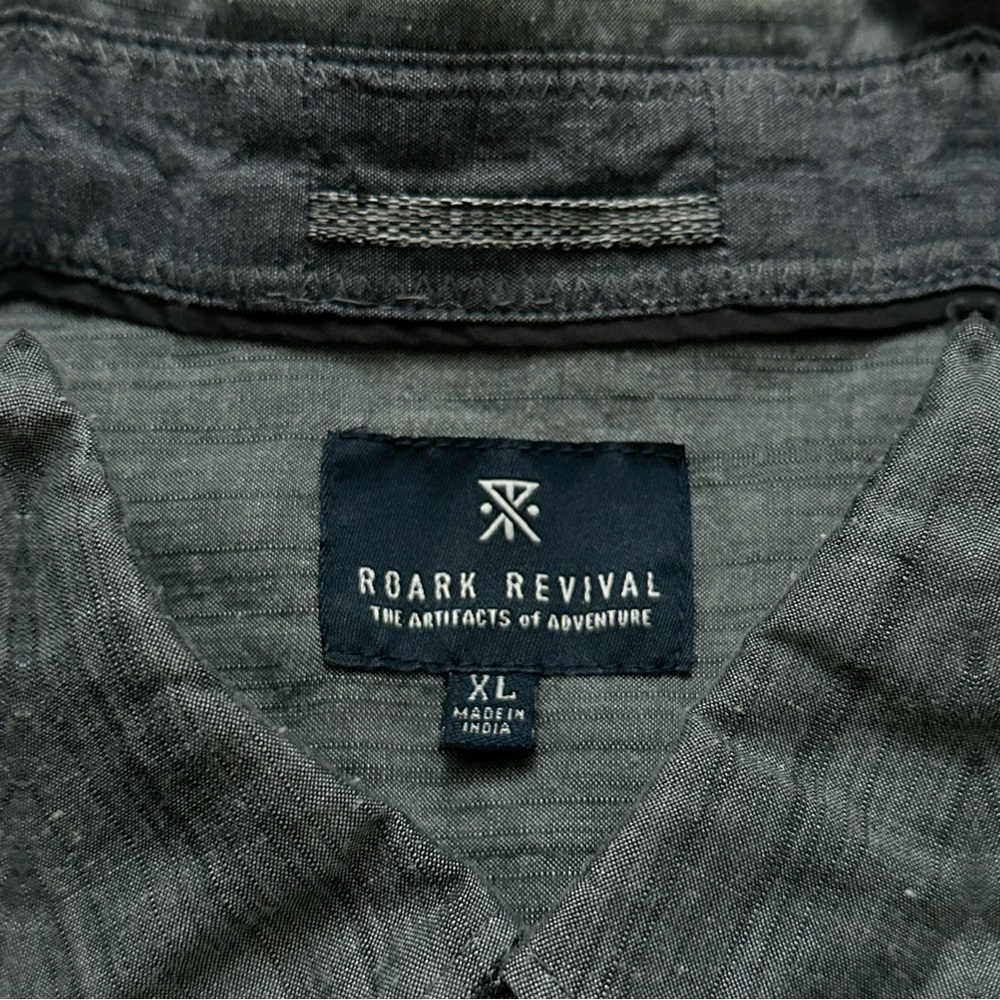 Roark Revival Shirt Mens XL Long Sleeve Button Down Pocket Gray Cotton Polyester - Picture 5 of 6